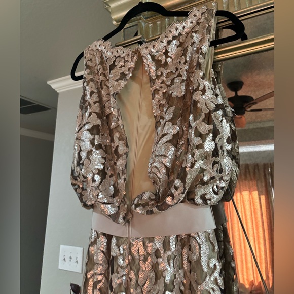 Tadashi Shoji | Sleeveless Blouson Sequin Lace Gown | Blush Gold✨ | NWT | Size 6 - Picture 4 of 5